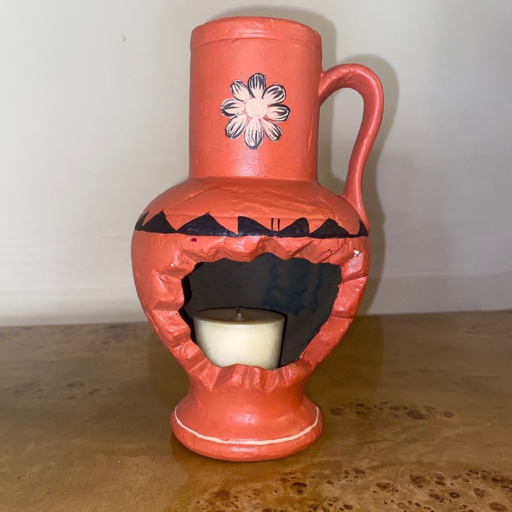 Halloween Hand Painted Clay Metal Candle Holder